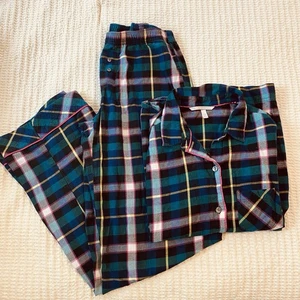 Victorias Secret Womens Plaid Button-Front Pajama Set XS Blue - Picture 1 of 7