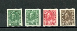 Canadá #131-4 (C215) Comp 1915-24 King George V, M, H, FVF, CV $144,50 - Imagen 1 de 2