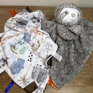 Lote 2 Carters Perezoso Lovey Taggie Blankie Seguridad Peluche Bebé Juguete Cuna Infantil - Imagen 1 de 13