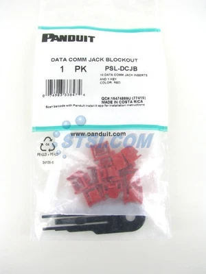 Panduit PSL-DCJB RJ45 Blockout Device, Qty 10 with 1 Key, Red ~STSI - Image 1 of 3