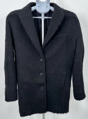 ⭐️ Blazer Abrigo Alexander Wang Negro Mezcla Lana Cuero Difuso Talla M Foto 1 de 4