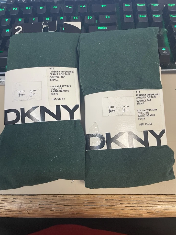 Pack de 2 mallas de cobertura opacas para mujer DKNY 412 con parte superior de control VERDE talla ALTA Foto 1 de 1