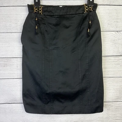 GUCCI Falda Lápiz Negra Hebilla Dorada Cuero Borlas Para Mujer EE. UU. 4 Ropa Profesional Foto 1 de 4