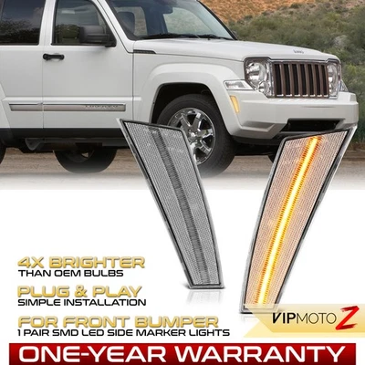 Amber Full LED Side Marker Lights Lamps Pair Set For 2008-2012 Jeep Liberty - Image 1 of 4