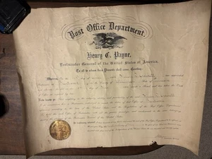 1904 UFFICIO POSTALE DIPARTIMENTO POSTMASTER BRENTWOOD TENNESSEE HILERY CROCKETT 16" PER 20" - Foto 1 di 5