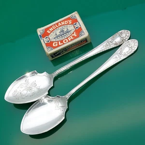 2x Carrington Shield/Gadroon pattern Silver Plated Jam Spoons Antique Sheffield - Picture 1 of 5