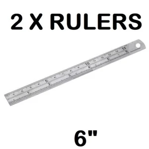 2 Stck. x 150 mm METALLLINEAL 6 ZOLL MESSSKALA SELBERMACHEN BASTELN BÜRO ZEICHNEN BASTELN - Bild 1 von 7