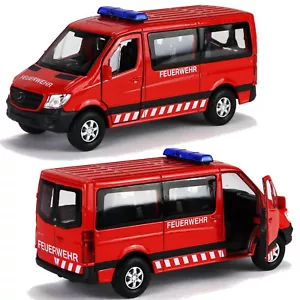 Feuerwehr Sprinter Mercedes Benz MTW Transporter Modellauto Welly rot 12cm - Bild 1 von 3