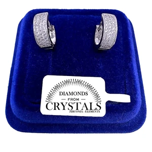 Cerchio 15mm Tempestato Orecchini pl. Oro Bianco 18K con Cristalli Zirconi 823 - Foto 1 di 4
