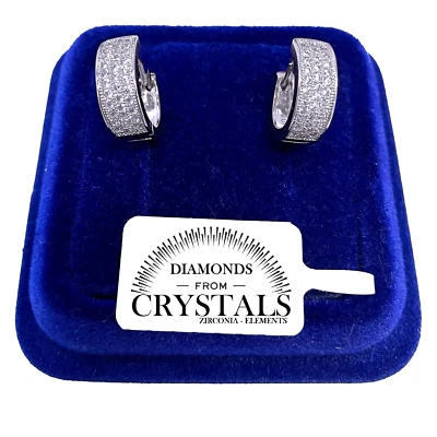 Cerchio 15mm Tempestato Orecchini pl. Oro Bianco 18K con Cristalli Zirconi 823 - Immagine 1 di 4