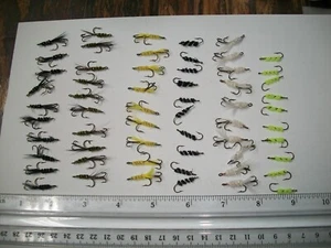 lot of 60 - Nymph Trout Flies, some with trailer hook Crappie Perch Panfish T-4 - Picture 1 of 5
