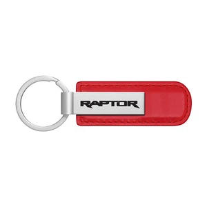 Ford F-150 Raptor 2017 up Red PU Leather Strap Silver Metal Bar Key Chain - Picture 1 of 5