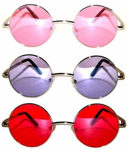 Gafas de sol redondas retro 3 pares mezcla #2 lentes de colores color marco de metal 43 mm - Imagen 1 de 5