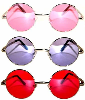 Gafas de sol redondas retro 3 pares mezcla #2 lentes de colores color marco de metal 43 mm Foto 1 de 4