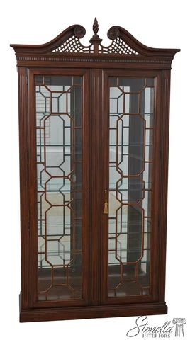 60073EC: HARDEN Chippendale Cherry 2 Door Curio Cabinet Cover