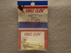 Eagle Claw 202A Gold Aberdeen Hook, 8 Pack  Size 3/0 - Picture 1 of 1