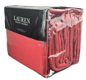 Ralph Lauren QUEEN Soft Flannel Sheet Set Red Solid Color Cotton - Picture 1 of 17