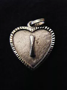 Argento Ciondolo Cuore Medaglione Argento Placcato Lettera I 2 CM - Foto 1 di 2
