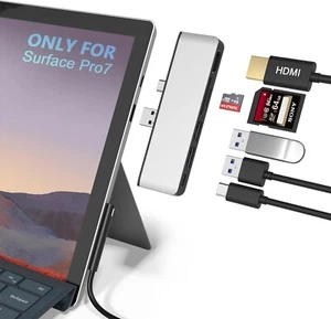 Surface Pro 7 Hub USB C, 6 en 2 Aluminium Surface Pro Dock avec Adaptateur HDMI 4K - Photo 1 sur 4