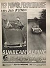 SUNBEAM ALPINE JACK BRABHAM CAR VINTAGE 1961 MOTORING ADVERT ROOTES MOTORS