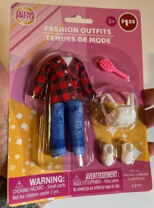 NEW ~ FRIENDS FOREVER CLUB DOLL'S ~ JEANS & RED PLAID SHIRT + FASHION OUTFIT - Picture 1 of 2