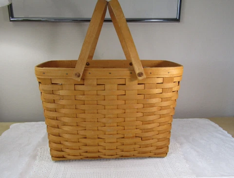 LONGABERGER MAGAZINE BASKET LARGE 11” HIGH SWING HANDLES VINTAGE 1998 Cover