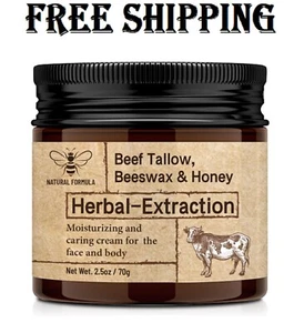 "Whipped Beef Tallow Skin Moisturizer with Beeswax & Honey - 2.5oz, Grass-Fed" - Picture 1 of 9
