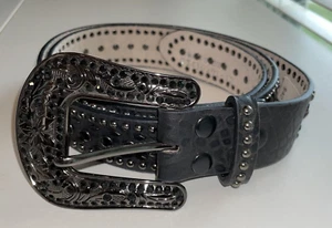 NEU Nocona Leder Nieten Westerngürtel Größe XL schwarz N3410201 Strass neu mit Etikett - Bild 1 von 4