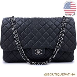 Chanel Black XL Airlines Travel Giant Flap Bag RHW 67124