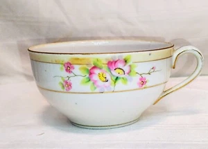 Nippon Noritake Cup with Pink Blossoms and Gold Trim - Picture 1 of 2