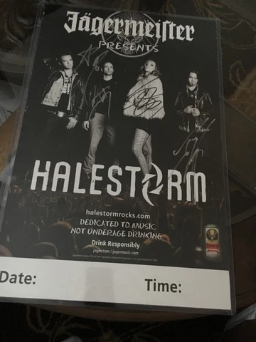 HALESTORM AUTOGRAPHED BY ALL 4 MEMBERS 11"x17" CONCERT GIG POSTER W/COA Cover