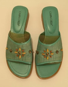 Cabin Creek Damen-Sandale Schuh Rio Aqua Stoff Obermaterial Pantolette Sandale Größe 9M B - Bild 1 von 9