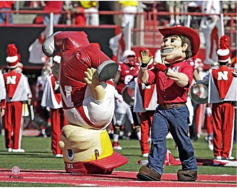 Nebraska Cornhuskers Unsigned Herbie Husker with Lil' Red Dancing Photograph Cover