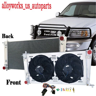 Radiator+Shroud Fan+Relay Fit 1999-2004 Ford F150 F250 F350 Expedition 4.2/5.4L — 第 1/4 张图片