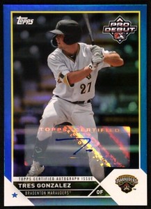 2023  Topps Pro Debut /150 TRES GONZALEZ #PD-191 BLUE FOIL  MARAUDERS AUTO