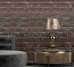 Textured 3D distressed red modern faux brick gray joints Vinyl Wallpaper roll 3D - Picture 1 of 21