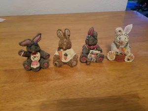 Springtime Bunnies Resin Figurines Set of 4 - Picture 1 of 9