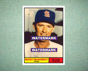 Mickey McDermott St Louis Cardinals 1961 Style Custom Baseball Art Card