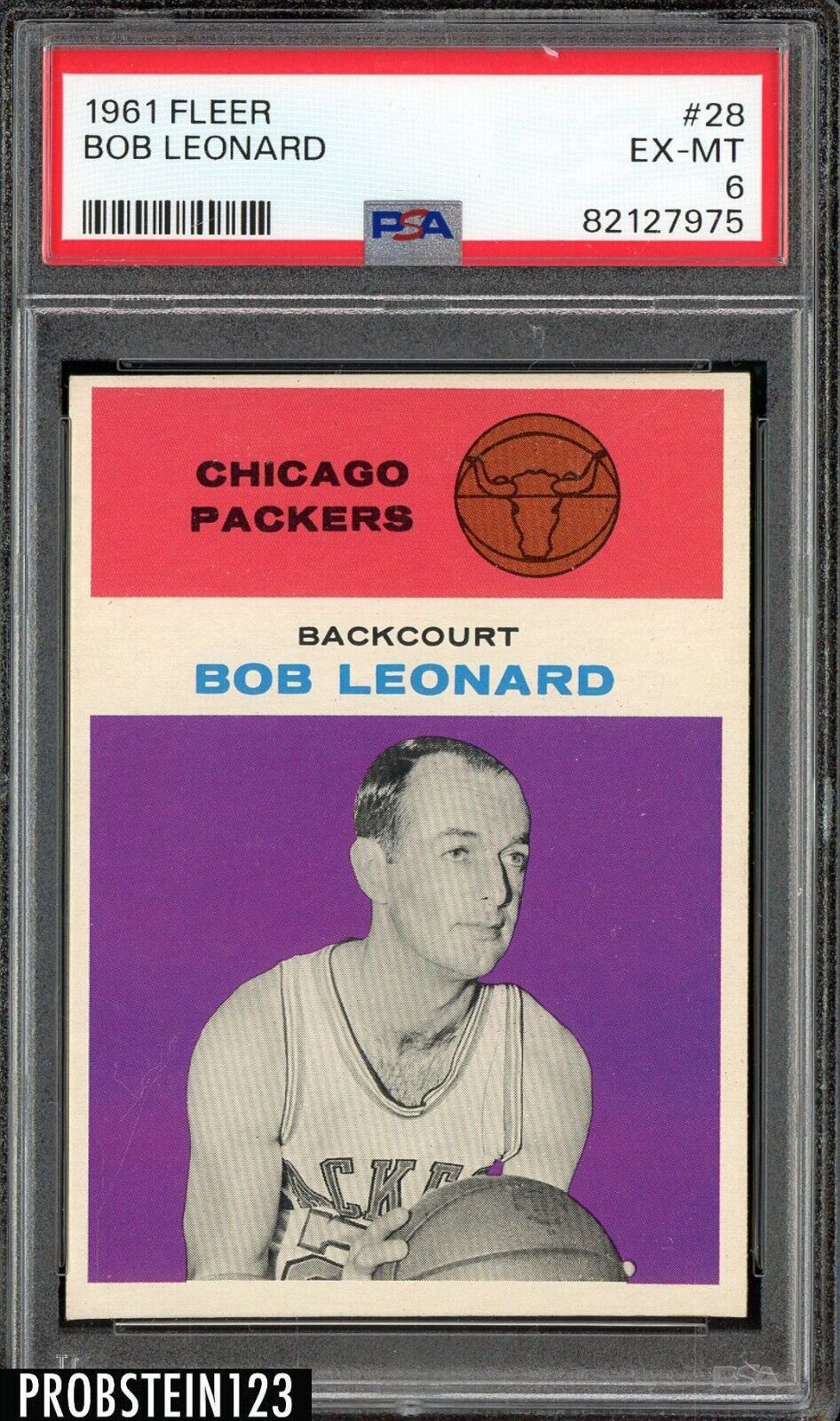 1961 Fleer Basketball #28 Bob Leonard Chicago Packers PSA 6 EX-MT