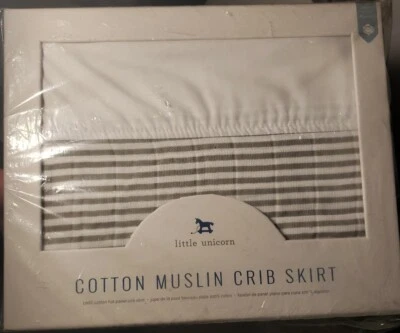 Маленький единорог хлопок муслин кроватки юбка серый полоски - Изображение 1 из 3