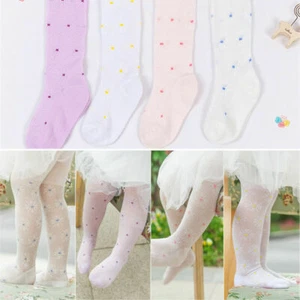 Kid Girl Cotton Mesh Flower Polka Dot Tights Pantyhose Ballet Dance Summer Pants - Picture 1 of 8
