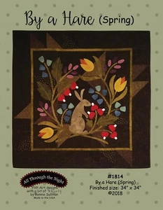 By a Hare ~ Bom de temporada de primavera Bonnie Sullivan ~ Patrón de edredón aplique de lana - Imagen 1 de 5