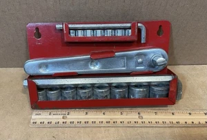 Juego de enchufes de trinquete vintage SW BRAND Japón 18 piezas con soporte montado en la pared - Imagen 1 de 14