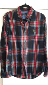 U.S. Polo Assn. Men's Button Down Flannel Shirt Size S - Navy Blue, Red, White - Picture 1 of 11