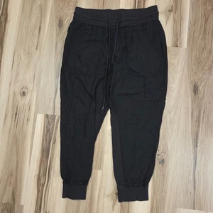Anthropologie The Nomad Joggers High Rise nero grande misto lino - Foto 1 di 13