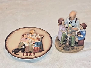 SET PIATTI E FIGURINE VINTAGE Norman Rockwell Collector's Club "The Toymaker" - Foto 1 di 16