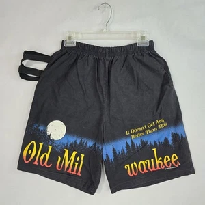 Vintage Zoodas Old Milwaukee Beer Party Shorts Sz L Black w Can/Beer Holder 1992 - Picture 1 of 10