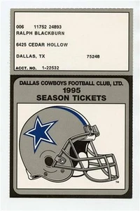 1995 Dallas Cowboys Football Club 1995 Season Ticket ID & Schedule Superbowl - Picture 1 of 2