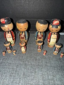 4 VINTAGE Dolls Hand Painted Kokeshi & 4Kids. Some are Bobble Heads & Nestings - Picture 1 of 3