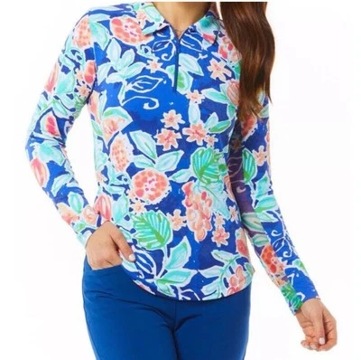 IBKUL Tutti Malla Multicolor Floral 1/4 Cremallera Pullover Manga Larga Top Talla XS Foto 1 de 4